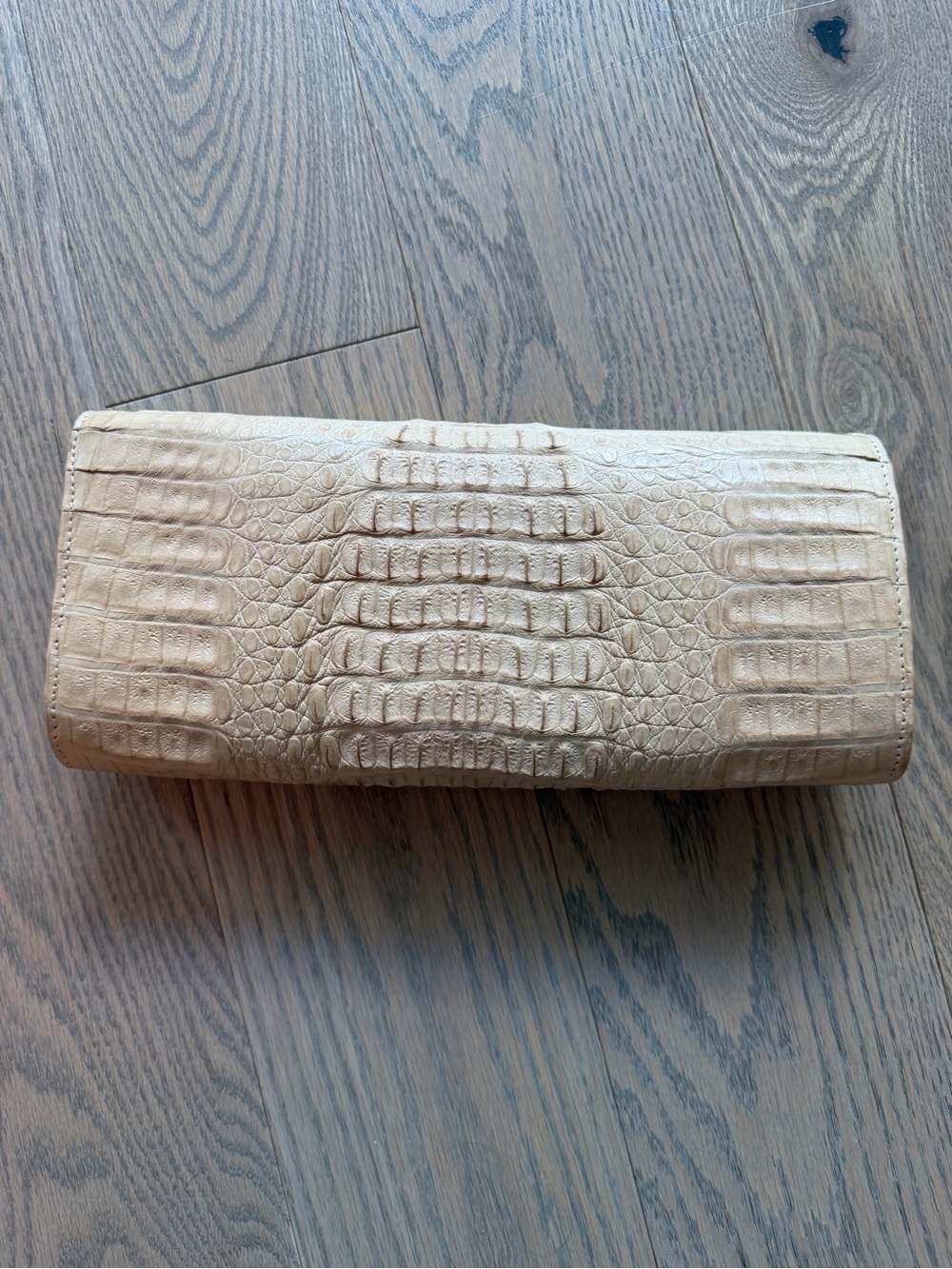 Beige Crocodile Envelope Clutch - Picture 3 of 7